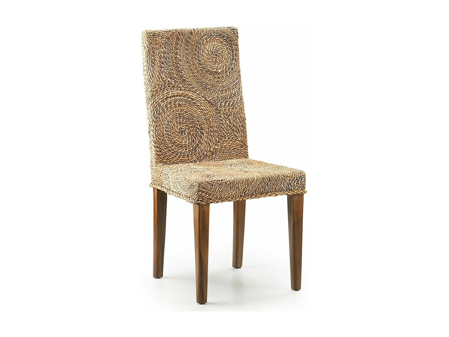 Chaise en bois massif d'acajou et rotin Banoa