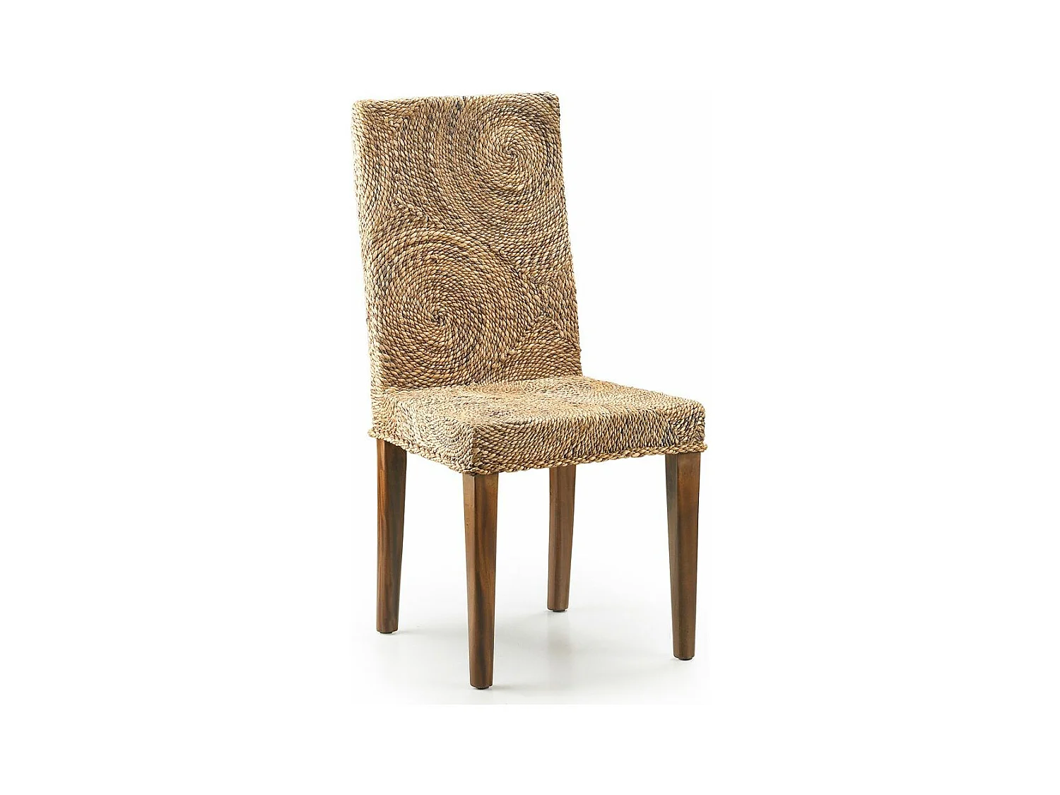 Chaise en bois massif d'acajou et rotin Banoa