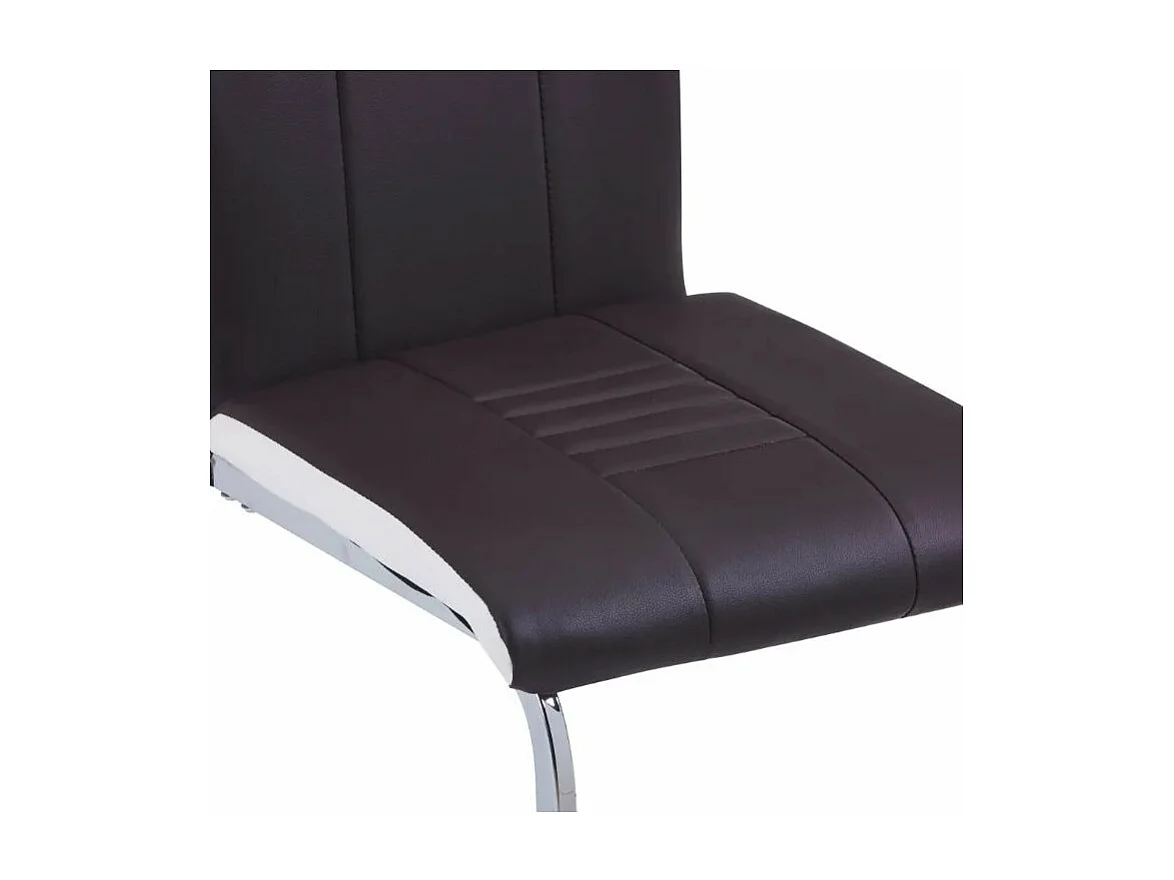 Chaise de salle à manger simili cuir marron et métal chromé Divine - Lot de 4 2