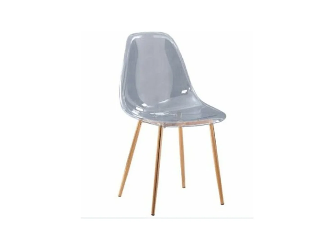 Chaise transparente et pieds métal doré Kamy - Lot de 4