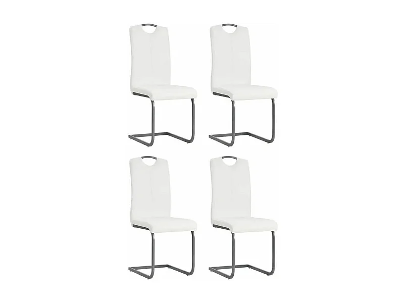 Chaise similicuir blanc et pieds métal chromé Mikarelane - Lot de 4