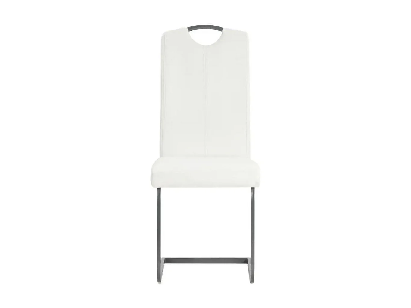 Chaise similicuir blanc et pieds métal chromé Mikarelane - Lot de 4