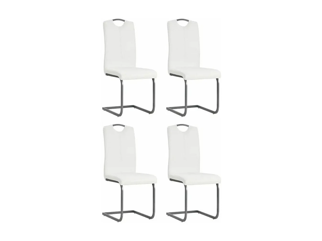 Chaise similicuir blanc et pieds métal chromé Mikarelane - Lot de 4