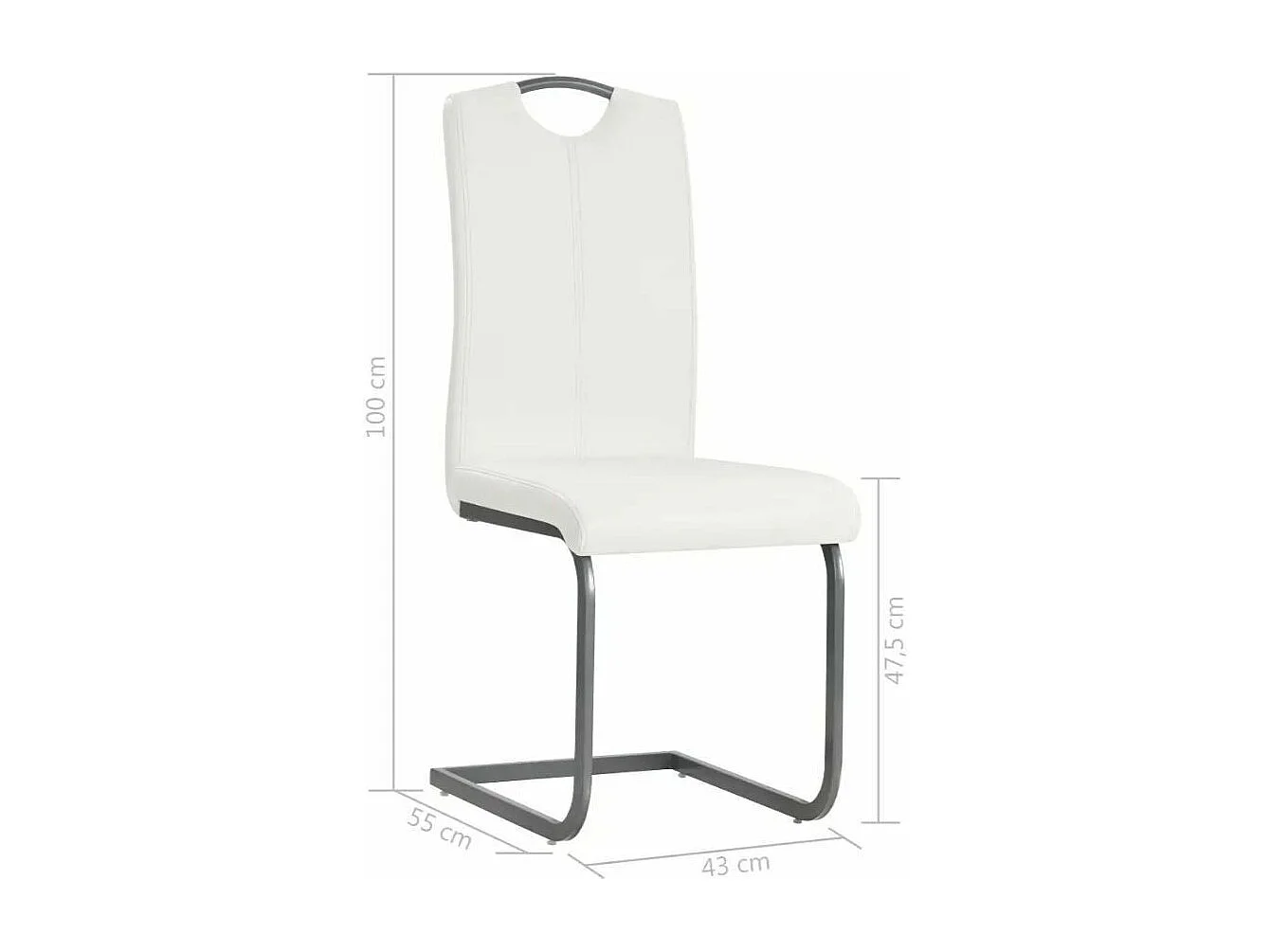 Chaise similicuir blanc et pieds métal chromé Mikarelane - Lot de 4