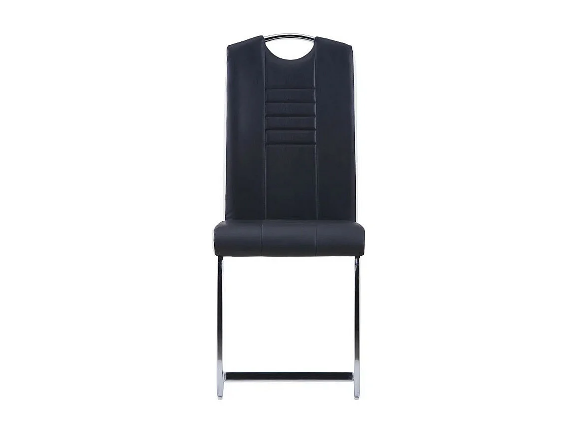 Chaise de salle à manger simili cuir noir et métal chromé Divine - Lot de 4