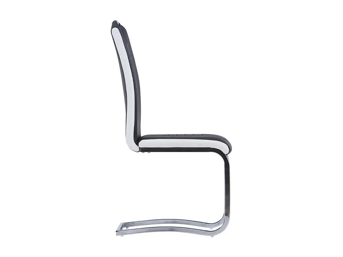 Chaise de salle à manger simili cuir noir et métal chromé Divine - Lot de 4