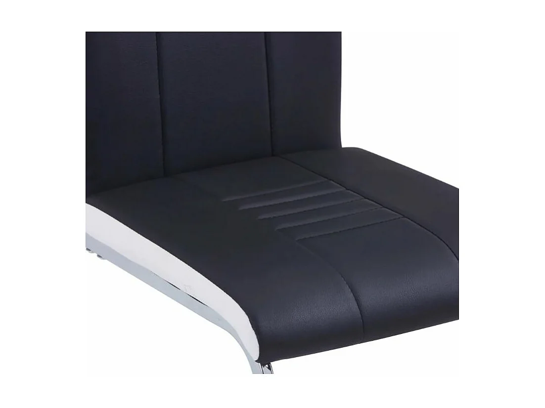 Chaise de salle à manger simili cuir noir et métal chromé Divine - Lot de 4
