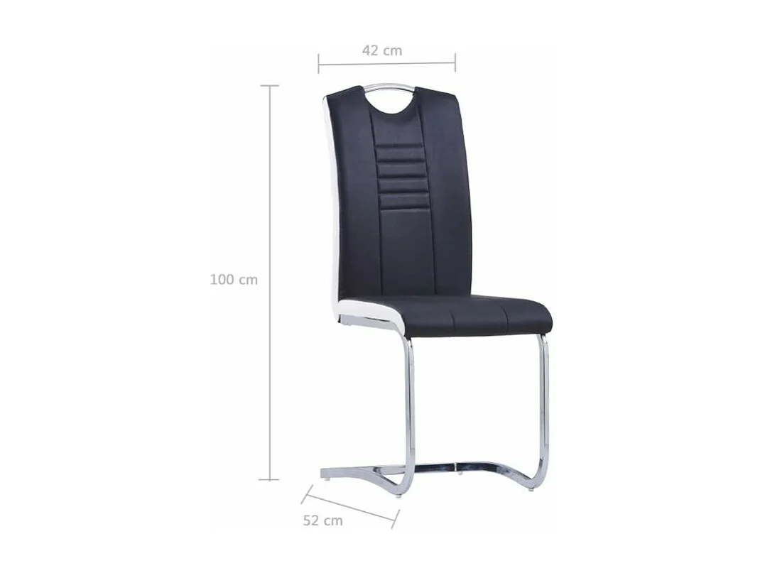 Chaise de salle à manger simili cuir noir et métal chromé Divine - Lot de 4