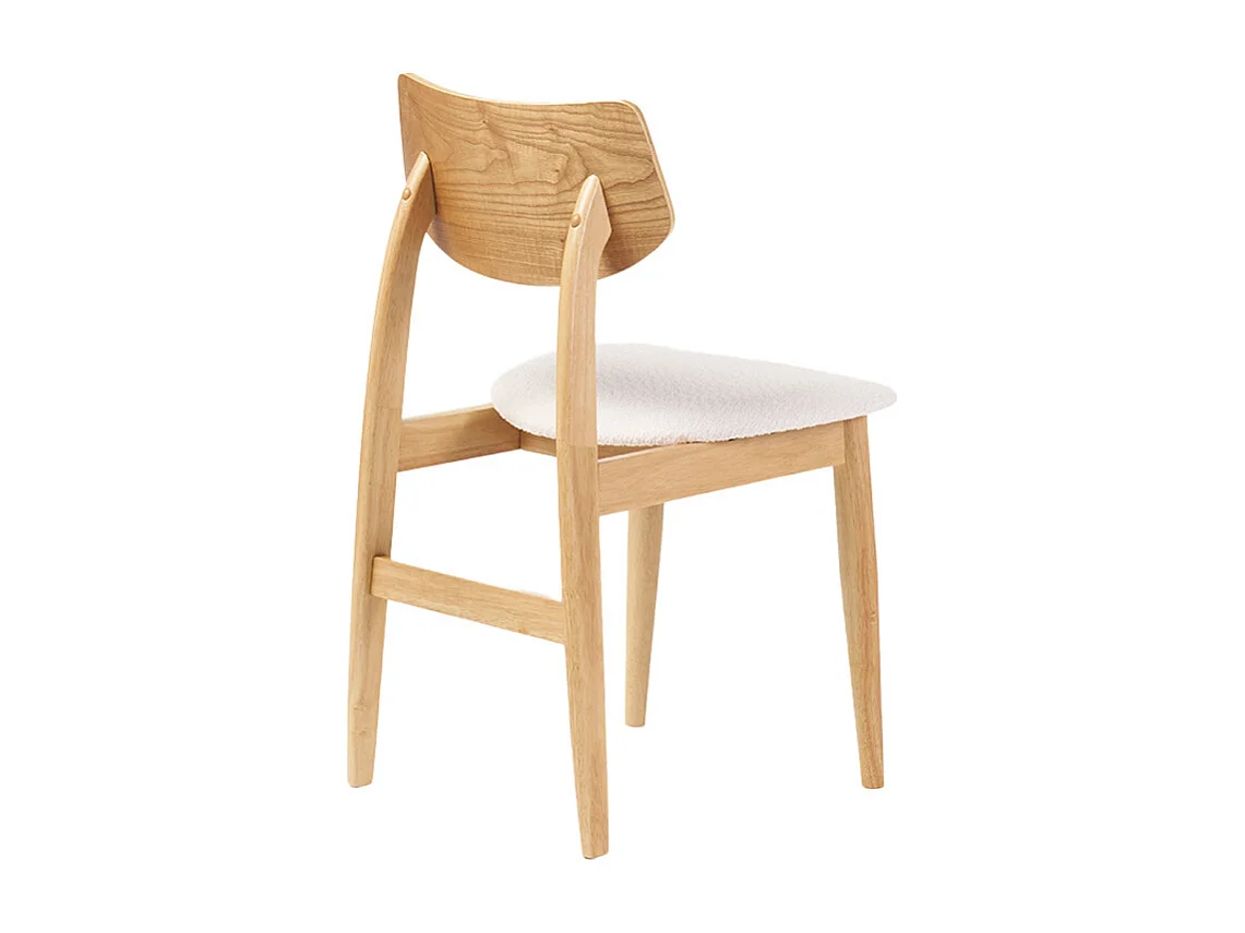 Sedie scandinave in legno chiaro e tessuto effetto lana bouclé bianco (set di 2) ELION