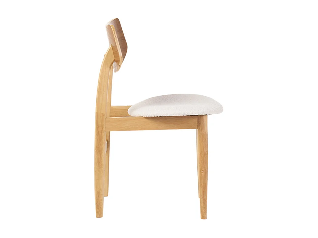 Set de 2 sillas nórdicas de madera clara y borreguillo blanco ELION