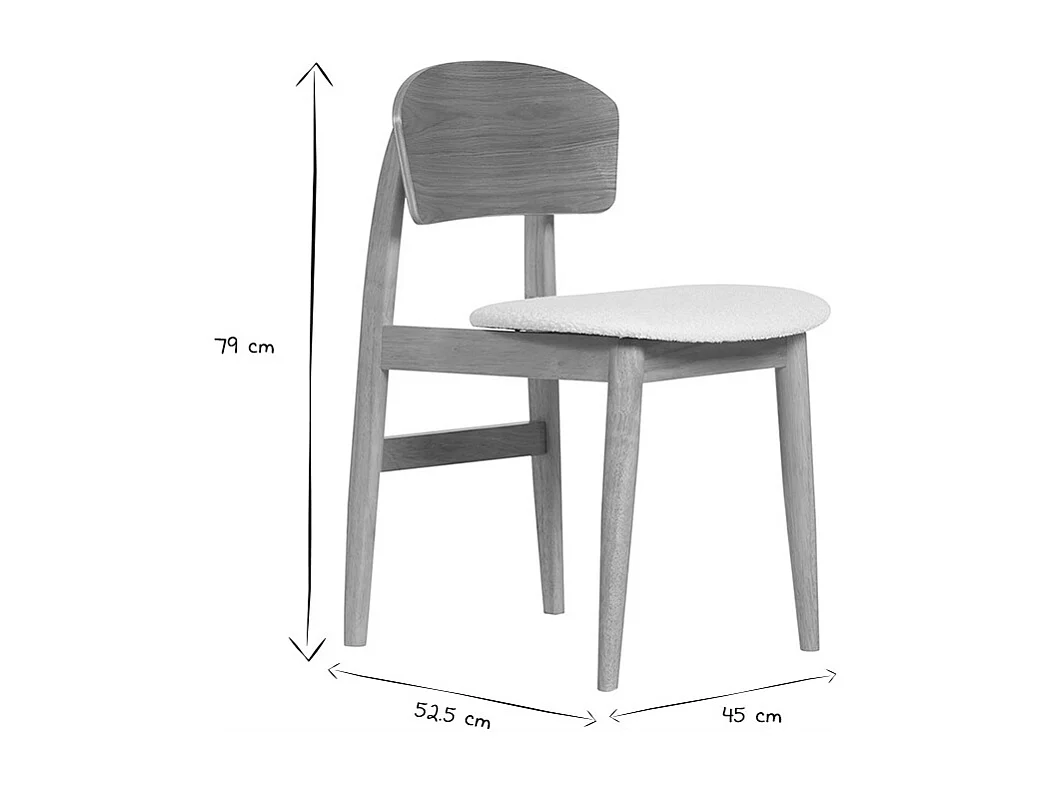 Set de 2 sillas nórdicas de madera clara y borreguillo blanco ELION