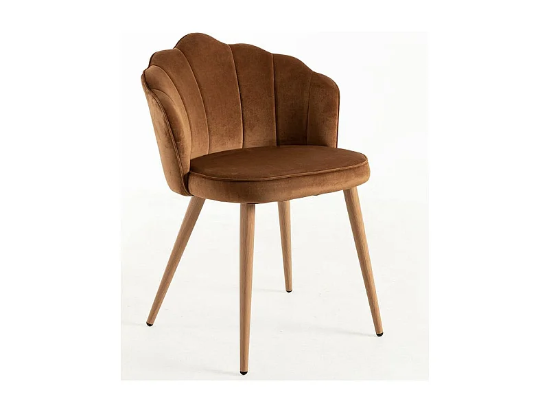 Chaise velours marron et bois naturel Lizaty - Lot de 2