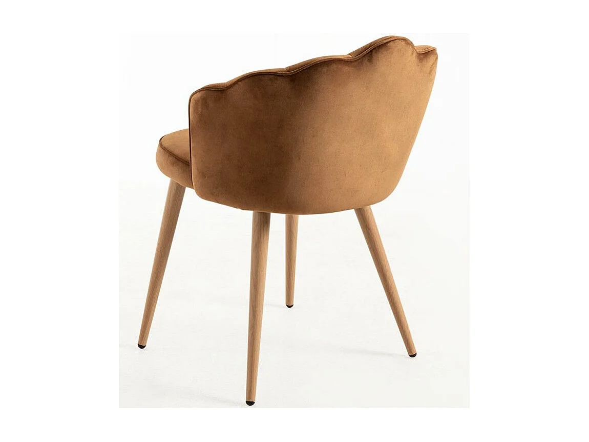 Chaise velours marron et bois naturel Lizaty - Lot de 2