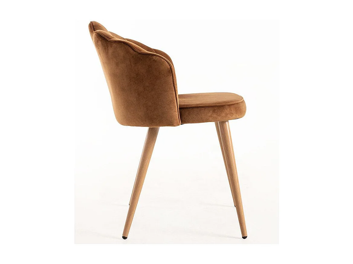 Chaise velours marron et bois naturel Lizaty - Lot de 2