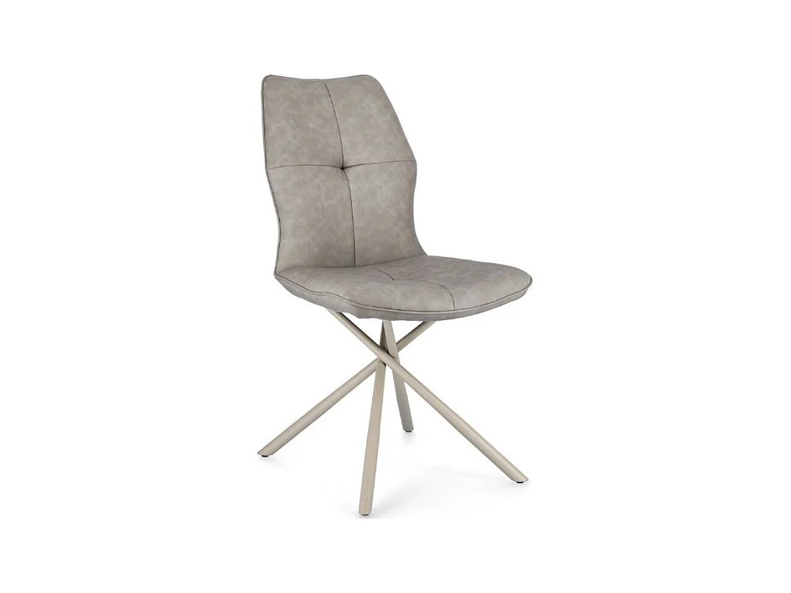 Chaise design simili cuir et pieds acier beige Kowla - Lot de 2