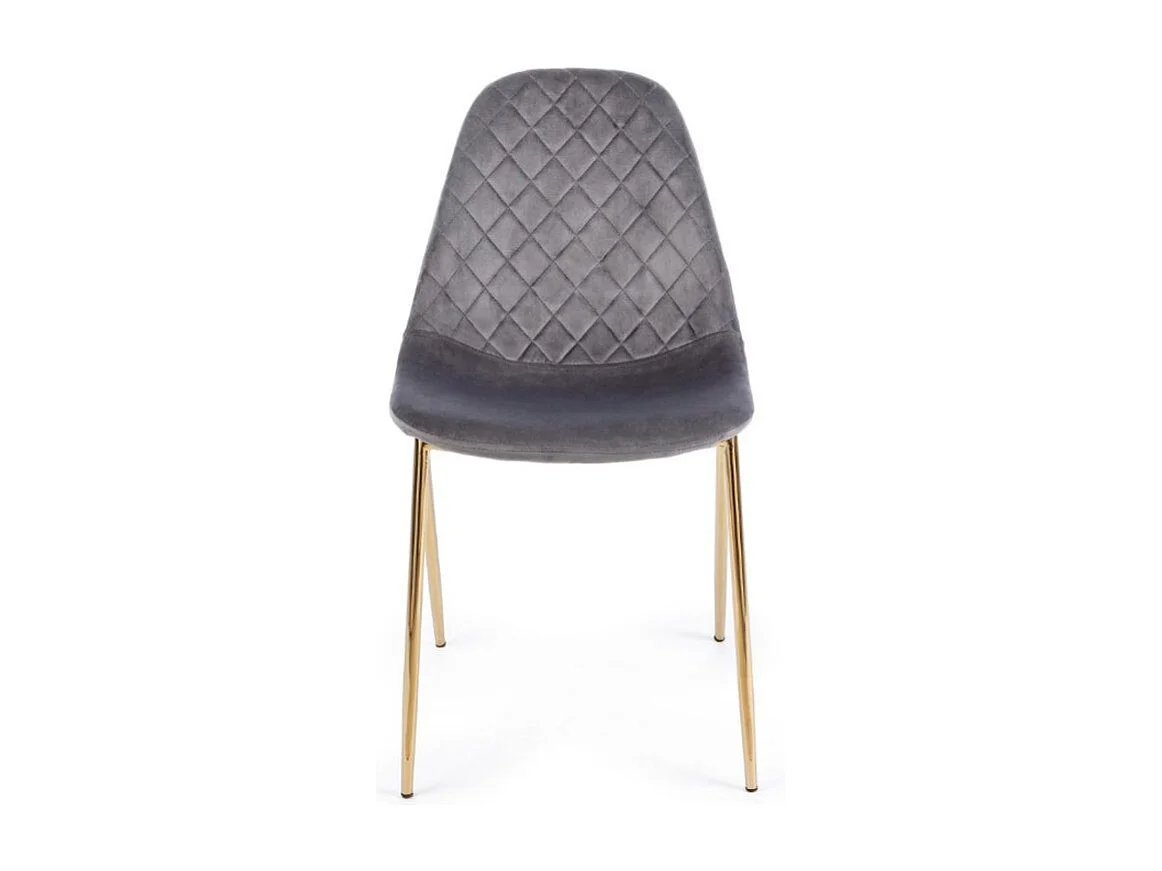 Lot de 4 chaises en velours Korry avec pieds dorés - Chic et moderne-Couleur Gris