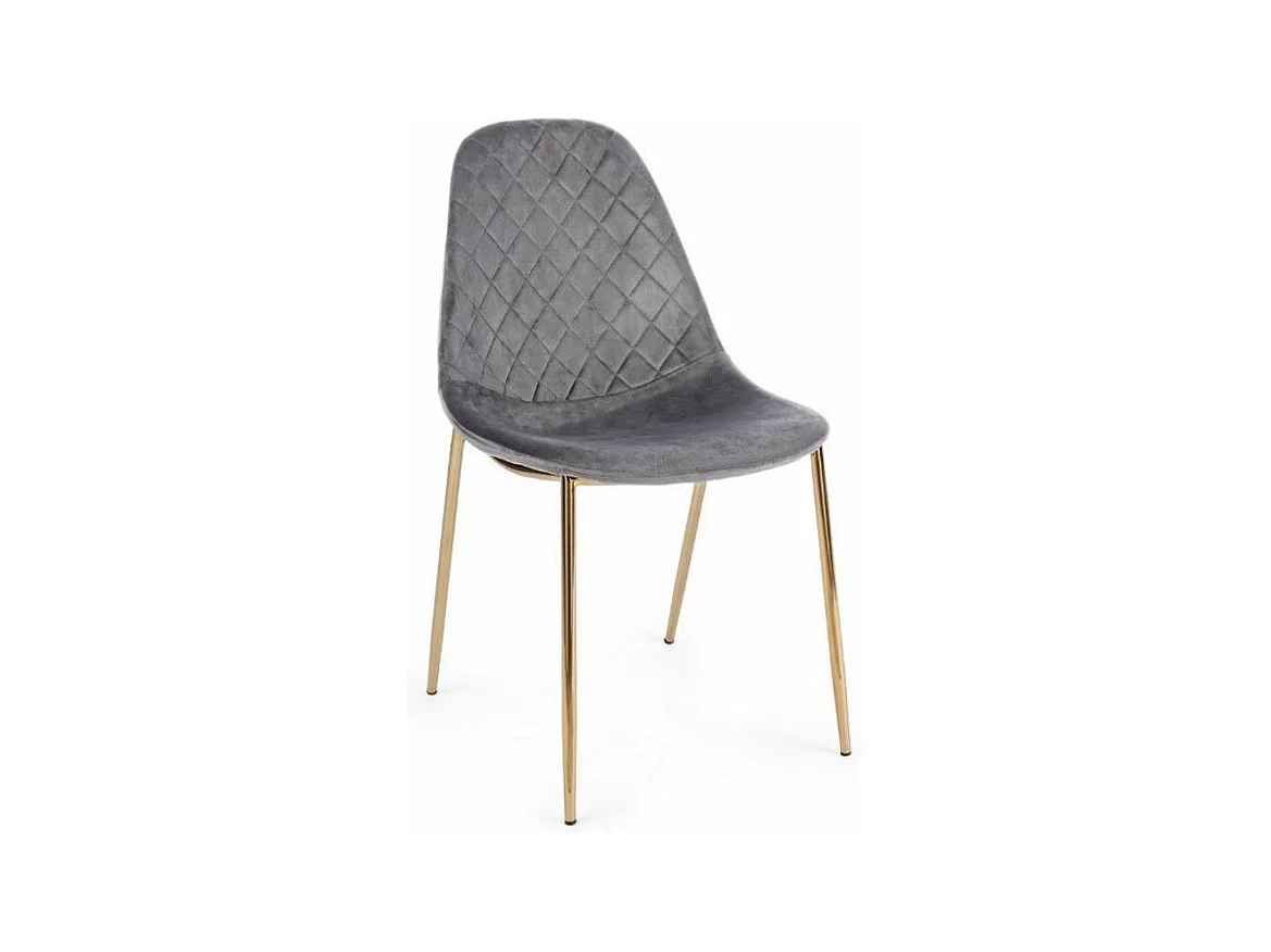 Lot de 4 chaises en velours Korry avec pieds dorés - Chic et moderne-Couleur Gris