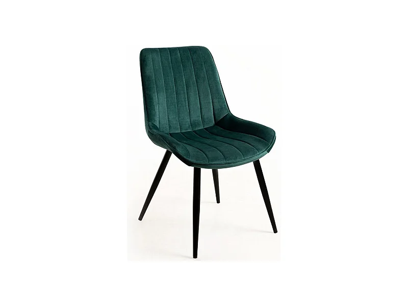 Chaise velours vert et acier noir Nalia - Lot de 2
