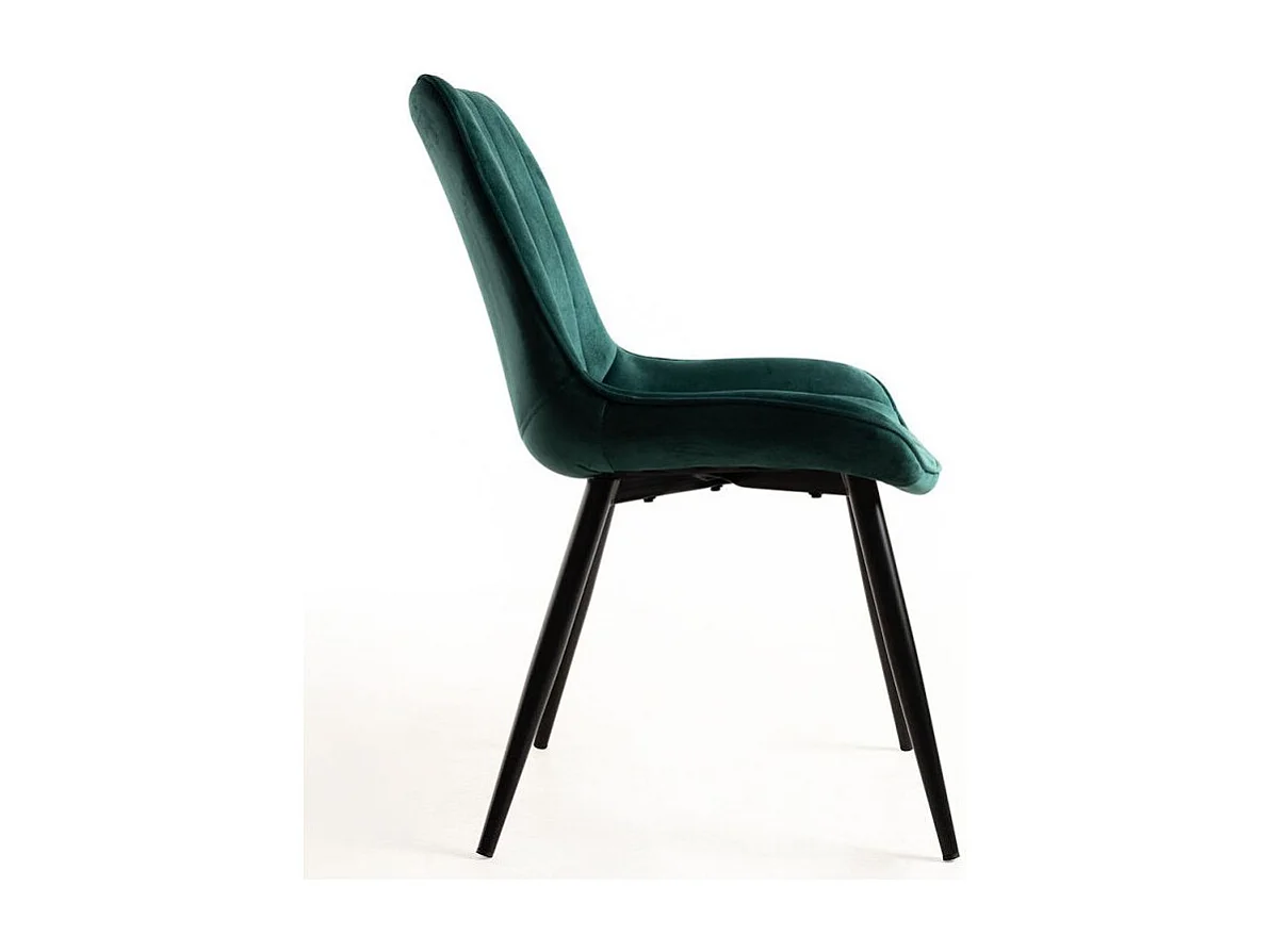 Chaise velours vert et acier noir Nalia - Lot de 2