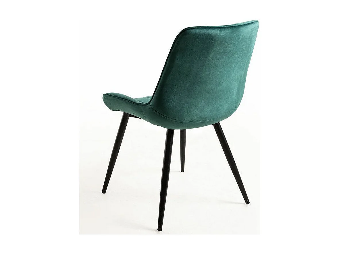 Chaise velours vert et acier noir Nalia - Lot de 2