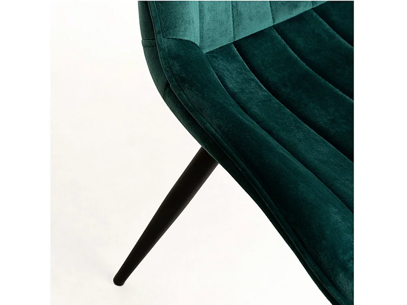 Chaise velours vert et acier noir Nalia - Lot de 2