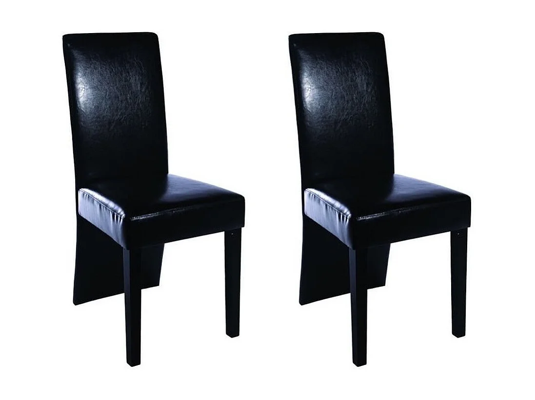 Chaise simili cuir noir et pieds bois noir Conor - Lot de 2