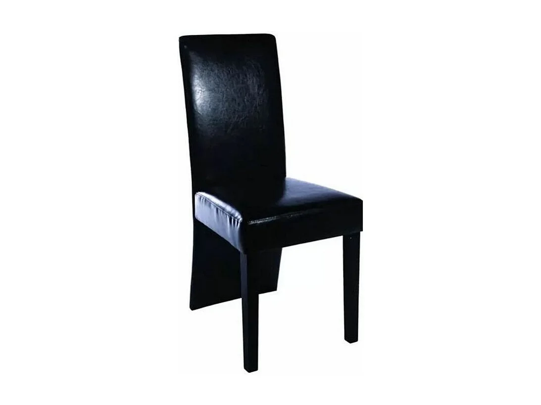 Chaise simili cuir noir et pieds bois noir Conor - Lot de 2