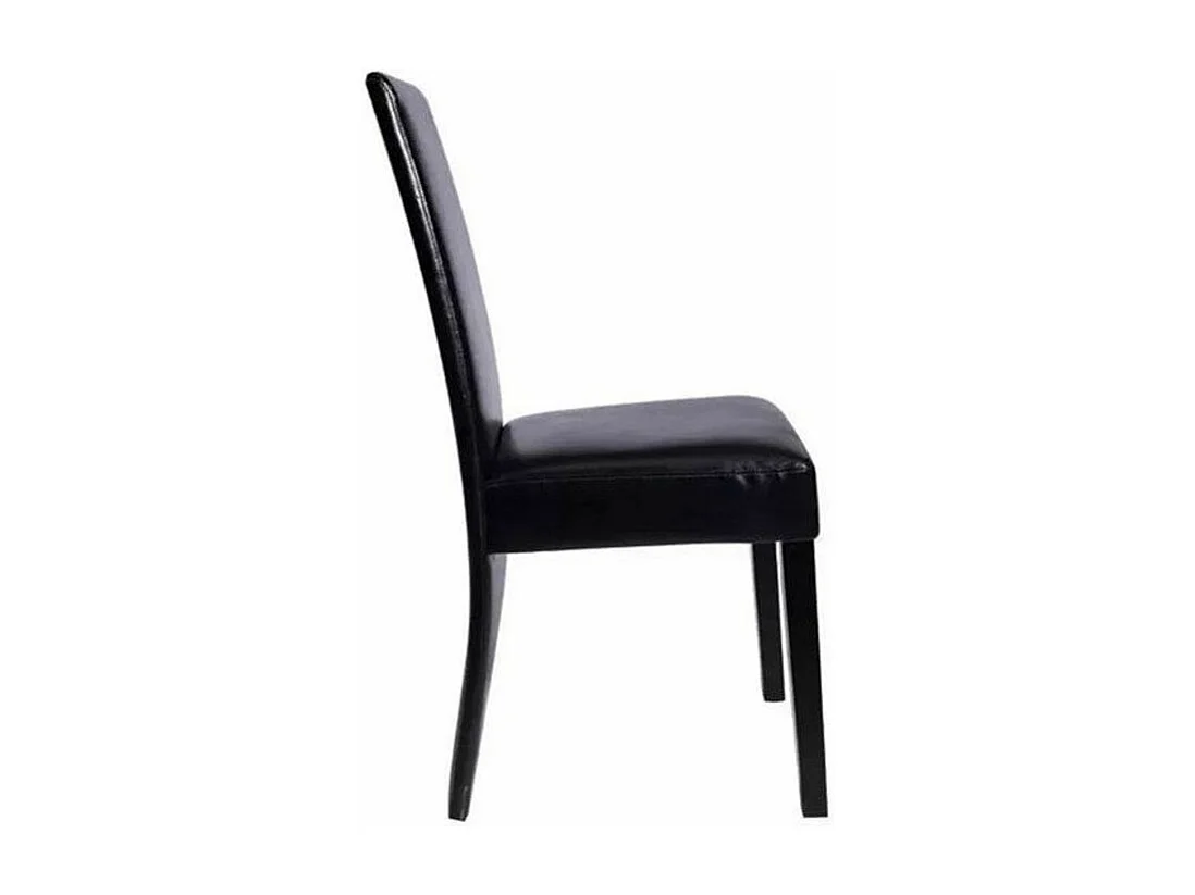 Chaise simili cuir noir et pieds bois noir Conor - Lot de 2