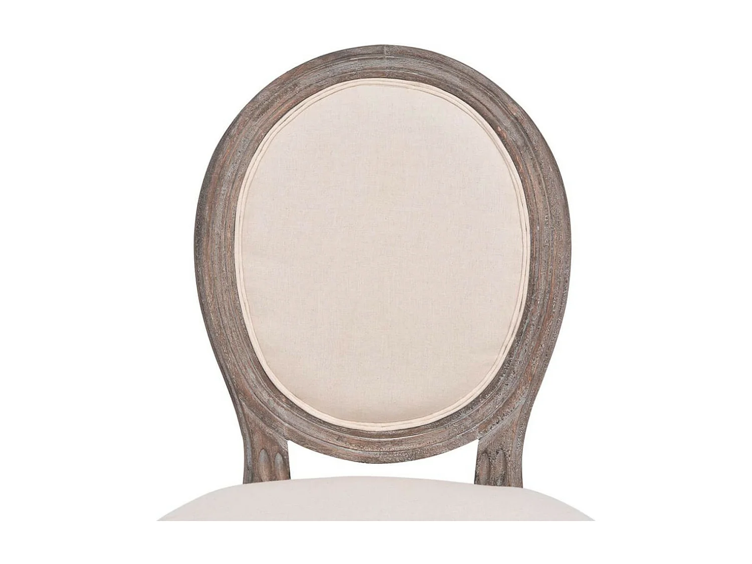 Chaise médaillon lin beige et pieds bois massif clair Makin - Lot de 2