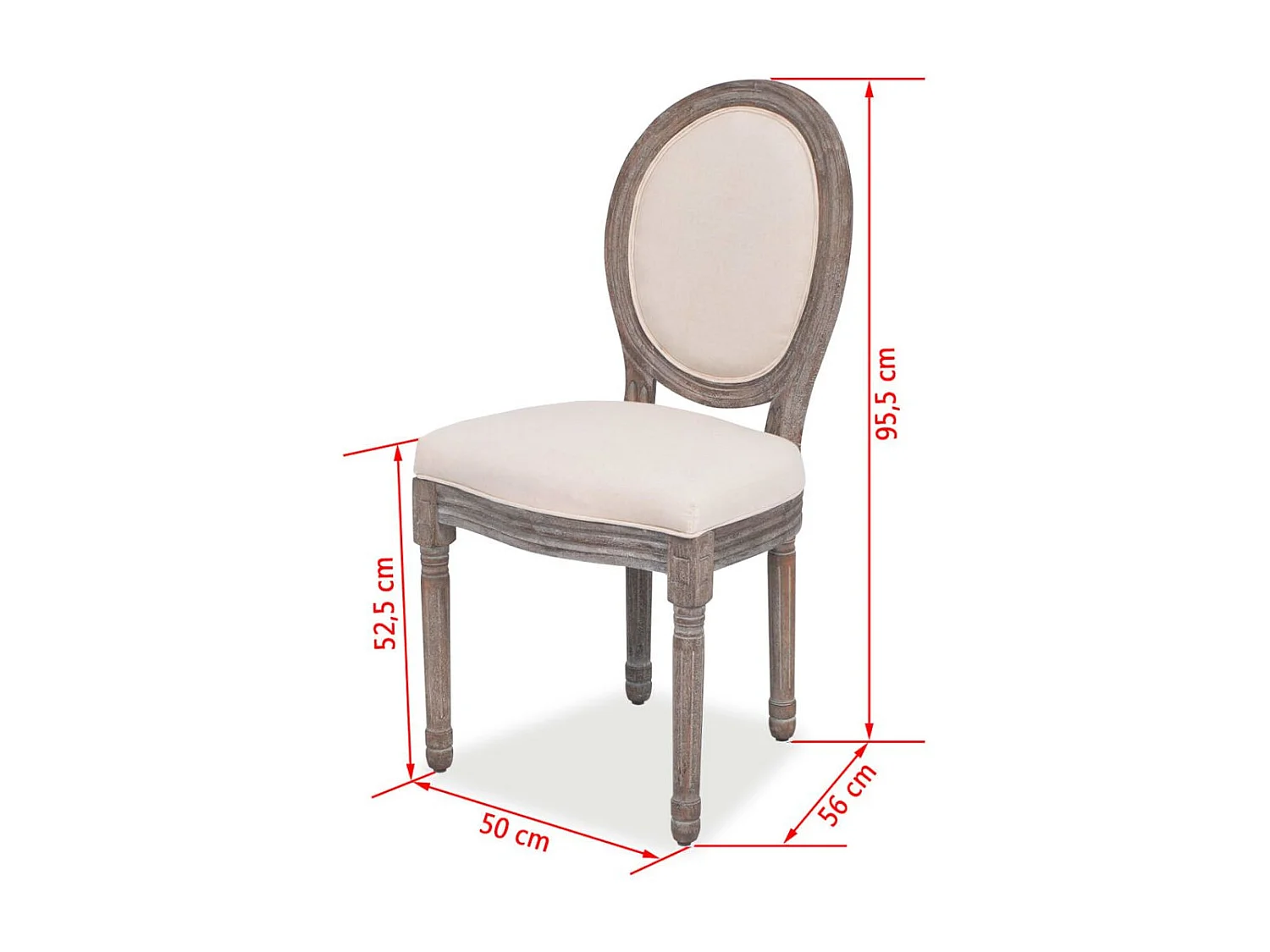 Chaise médaillon lin beige et pieds bois massif clair Makin - Lot de 2