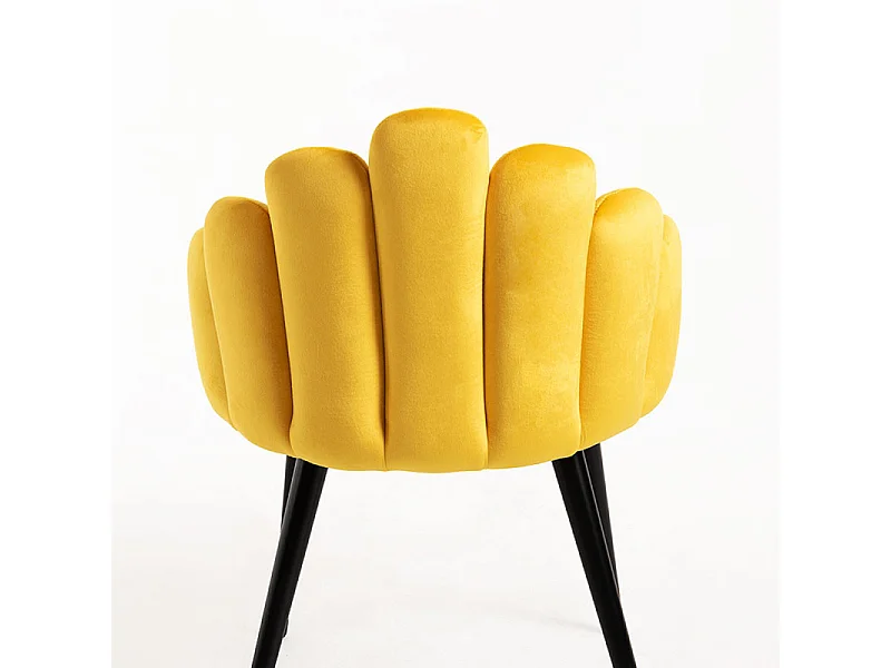 Achille original silla de terciopelo amarillo con patas de metal negro - Lote de 2