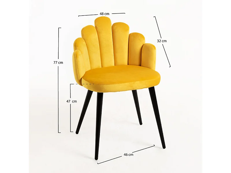 Achille original silla de terciopelo amarillo con patas de metal negro - Lote de 2