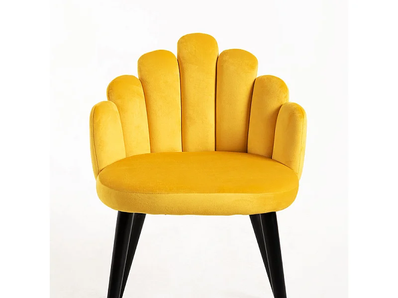 Achille original silla de terciopelo amarillo con patas de metal negro - Lote de 2