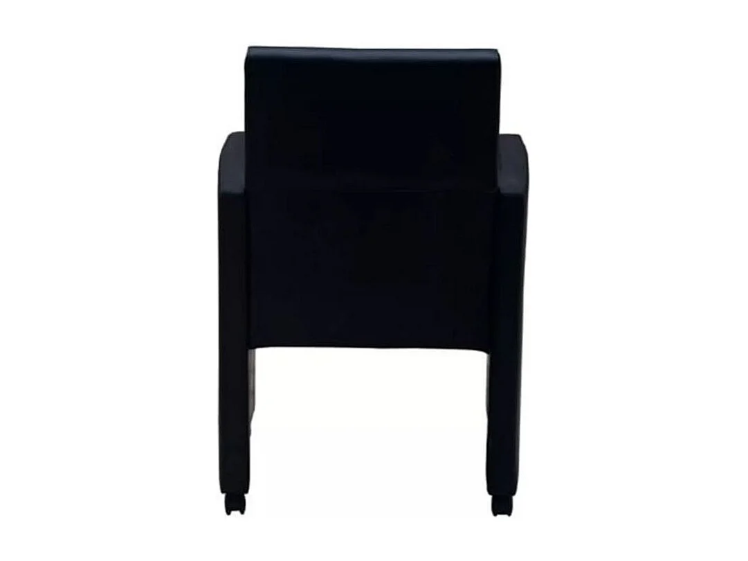 Chaise sur roulettes simili cuir noir Alima - Lot de 2