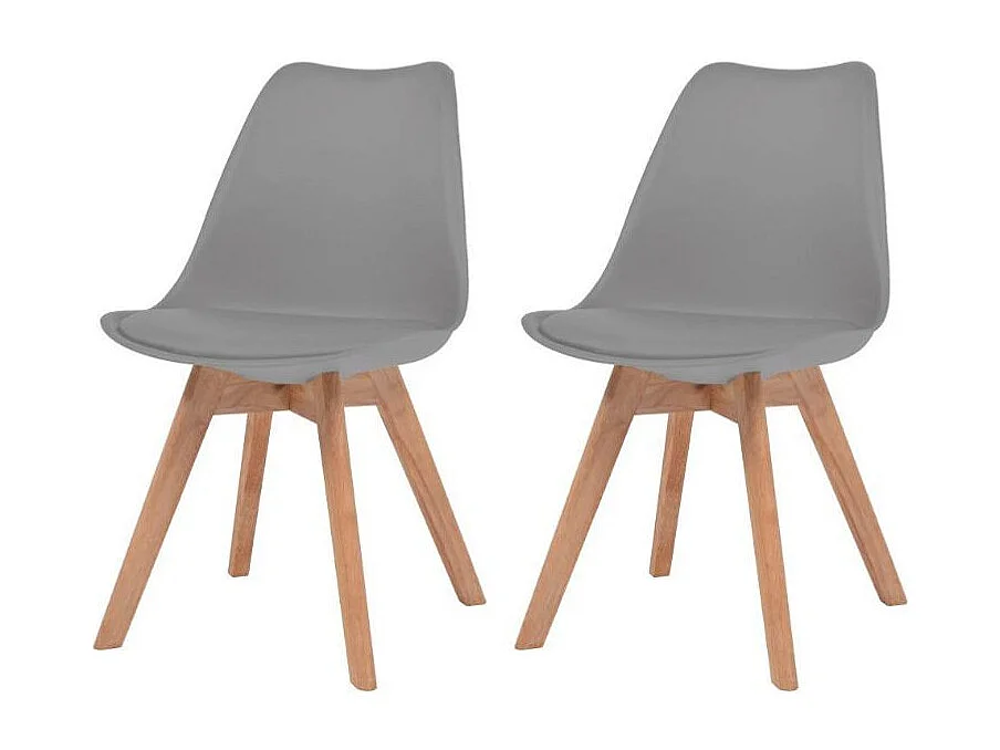 Chaise de salle à manger polypropylène et coussin simili cuir gris Kitoa - Lot de 2