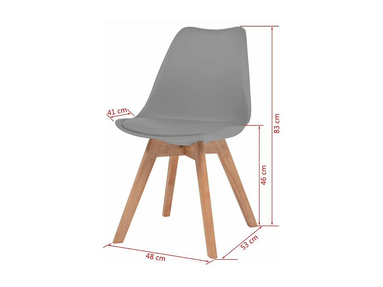 Chaise de salle à manger polypropylène et coussin simili cuir gris Kitoa - Lot de 2