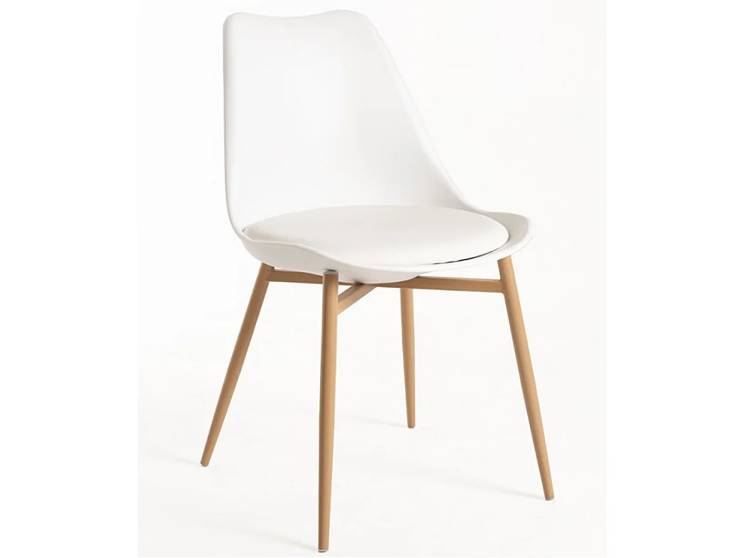 Chaise scandinave Kany - Confort en simili cuir et pieds en bois naturel-Couleur Noir