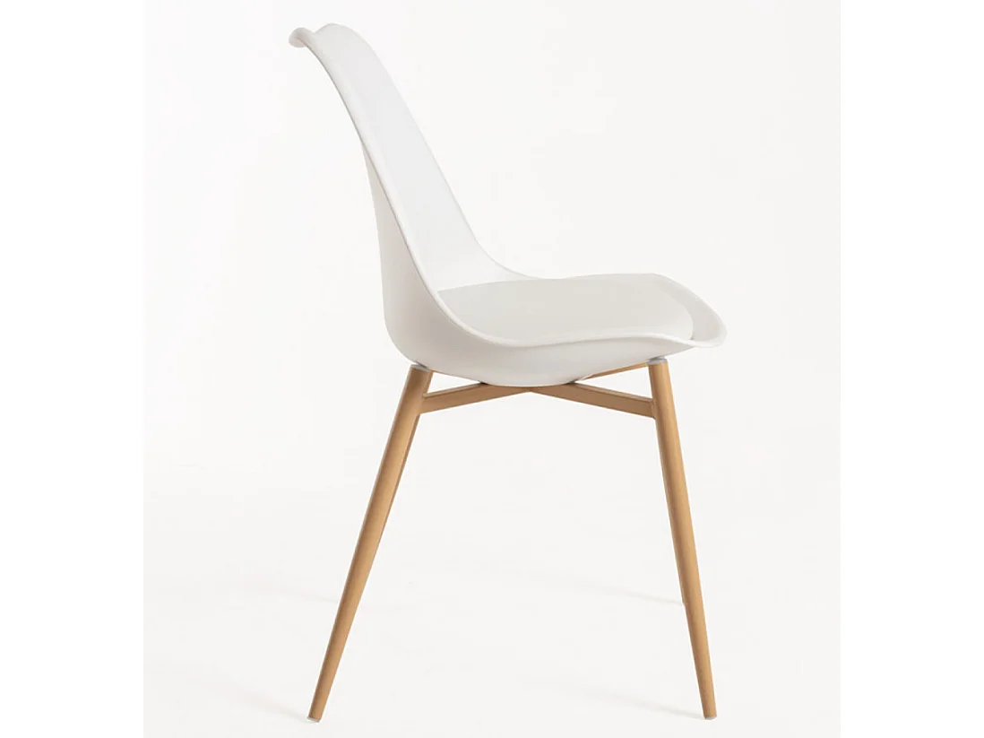 Chaise scandinave Kany - Confort en simili cuir et pieds en bois naturel-Couleur Noir