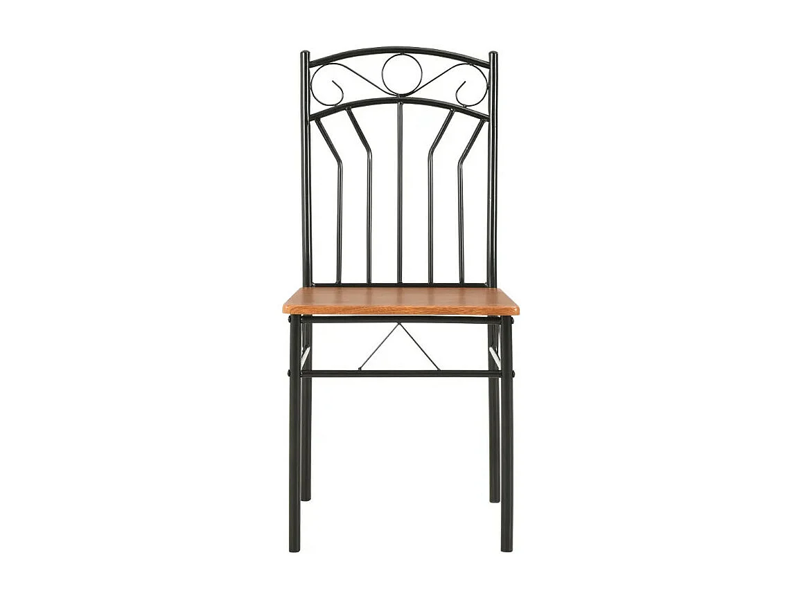 Chaise de salle à manger bois foncé et métal noir Wave - Lot de 2