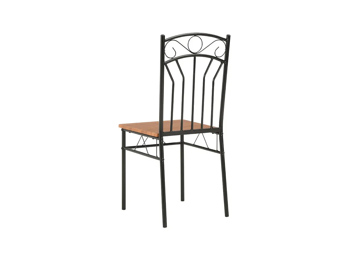 Chaise de salle à manger bois foncé et métal noir Wave - Lot de 2