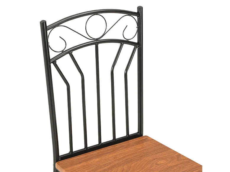 Chaise de salle à manger bois foncé et métal noir Wave - Lot de 2