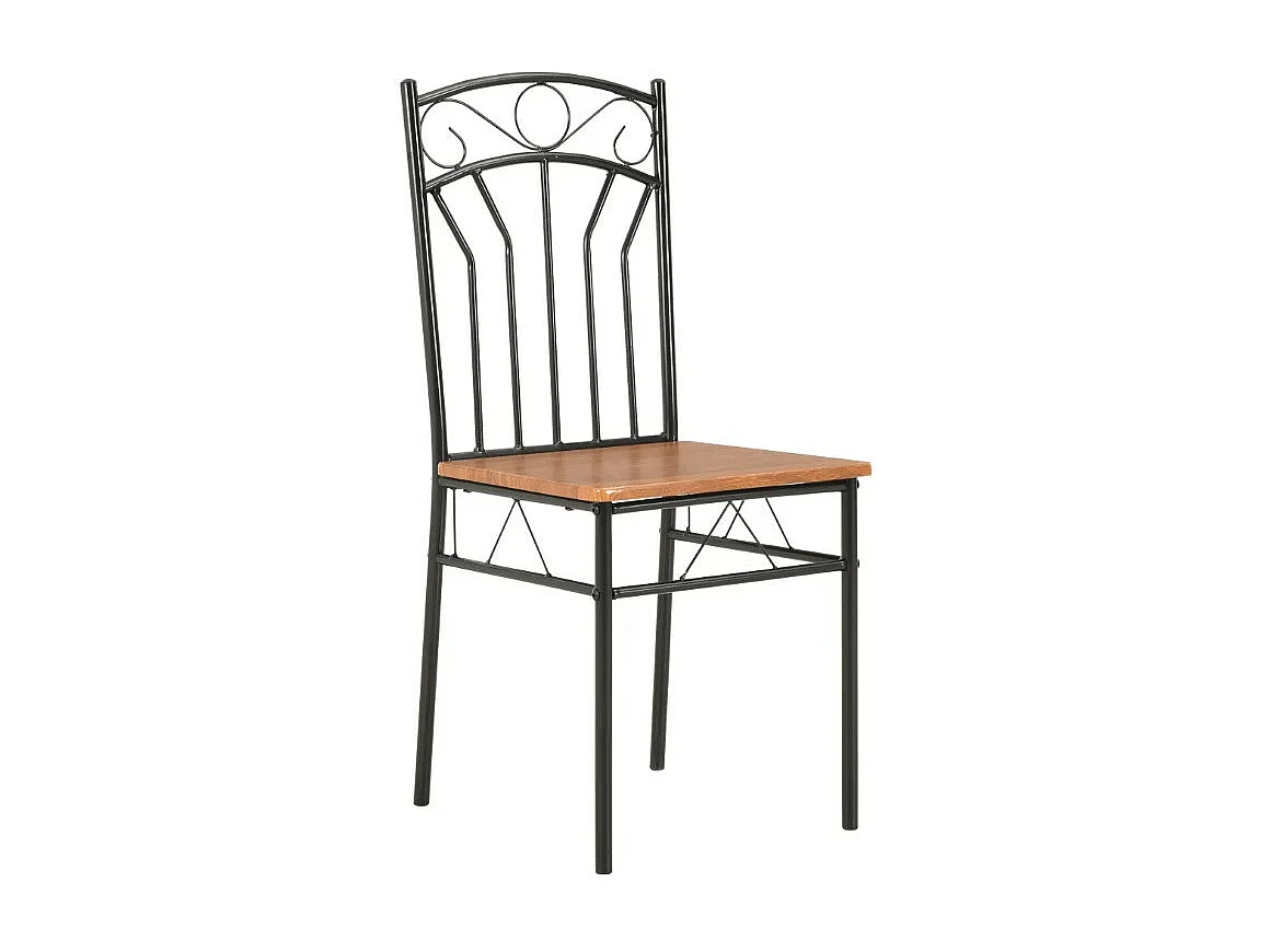 Chaise de salle à manger bois foncé et métal noir Wave - Lot de 2