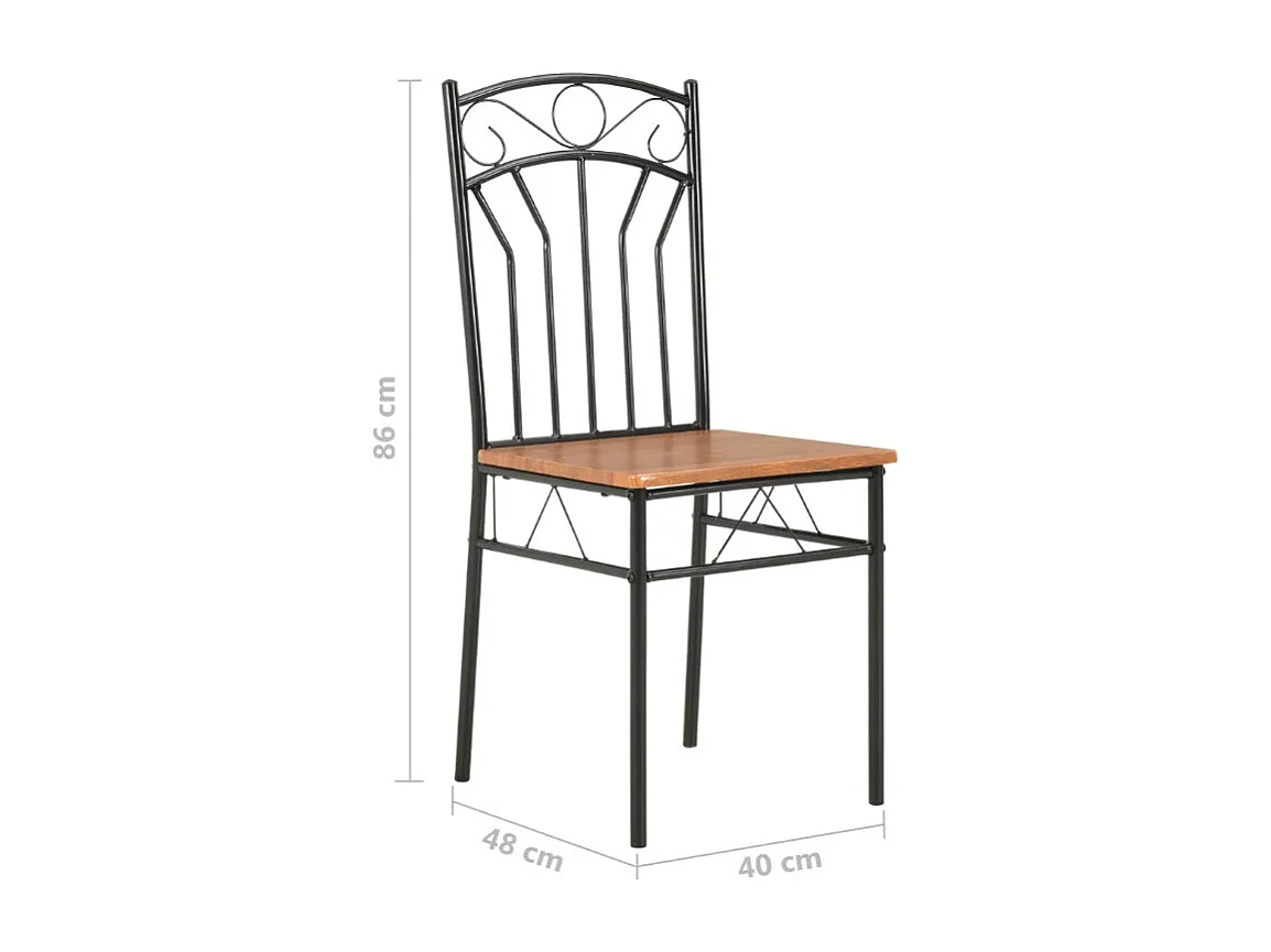 Chaise de salle à manger bois foncé et métal noir Wave - Lot de 2