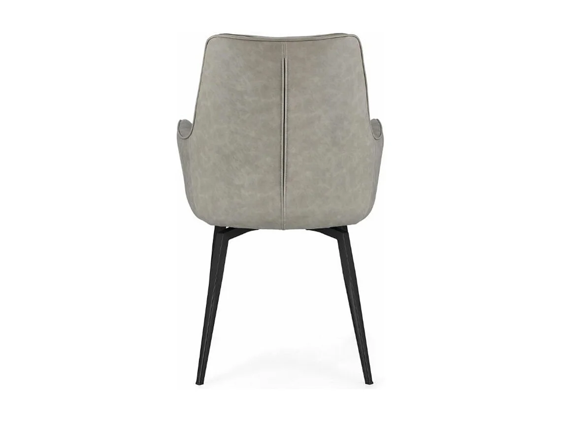 Fauteuil design simili cuir beige et pieds acier noir Lowra - Lot de 2