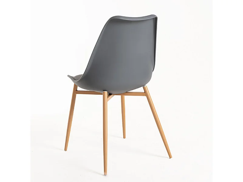 Chaise scandinave Kany - Confort en simili cuir et pieds en bois naturel-Couleur Gris