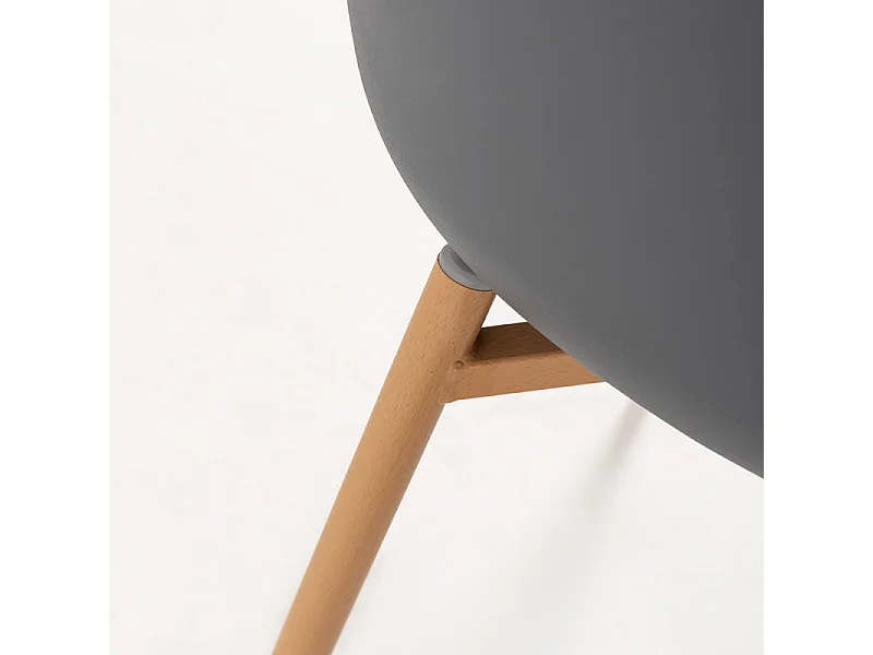 Chaise scandinave Kany - Confort en simili cuir et pieds en bois naturel-Couleur Gris