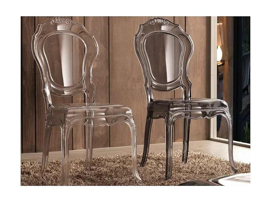 Chaise inspiration Louis XV design transparent Modina - Lot de 2-Couleur Transparent