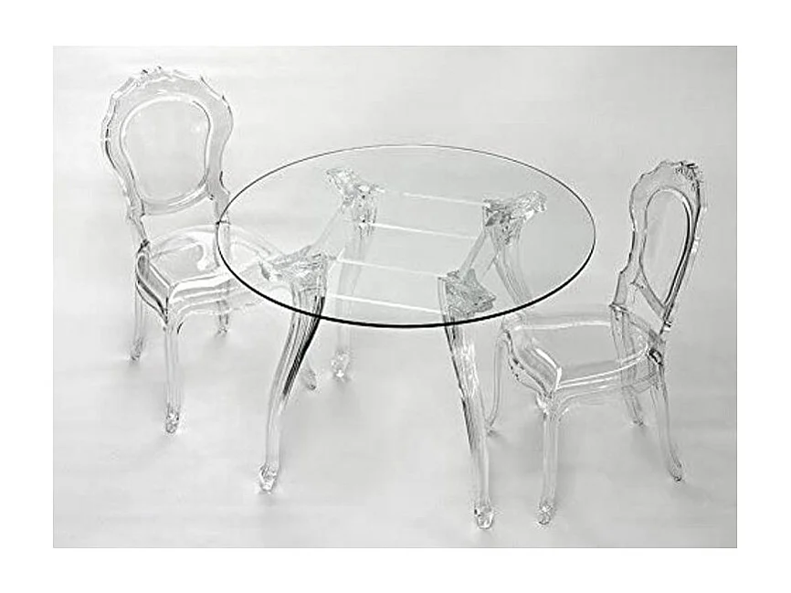 Chaise inspiration Louis XV design transparent Modina - Lot de 2-Couleur Transparent