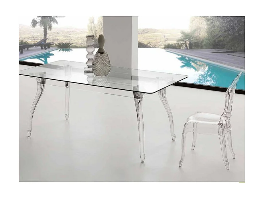 Chaise inspiration Louis XV design transparent Modina - Lot de 2-Couleur Transparent