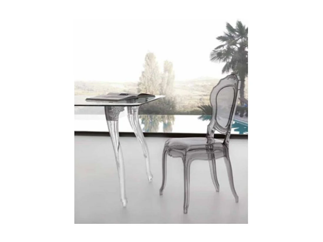 Chaise inspiration Louis XV design transparent Modina - Lot de 2-Couleur Transparent